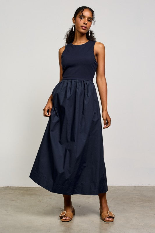 black halo dress MIXED MEDIA TANK MIDI DRESS