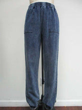 WASHED KNIT DENIM SWEAT PANTS - DENIM BLUE