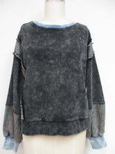 Mixed Media Washed Sweatshirt - Washed Black