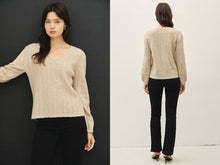 Lurex V-Neck Sweater Top - Champagne or H.Smoke