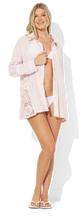 Vintage Havana Square Crochet Insert Button Up - Soft Pink/Peach/White/Soft Silver