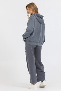 VINTAGE HAVANA SLATE GREY DISTRESSED G/D ZIP UP W/ STAR APPLIQUÉ