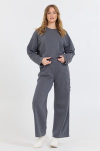 Vintage Havana Slate Grey Garment Dye CrewNeck W/ Star Appliqué