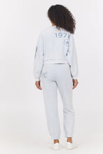 Vintage Havana Washed Light Blue W Denim Print Rib Jogger