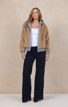 Vintage Havana Heather Grey Fur & Fleece Combo Hoodie Jacket