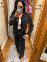 Mystree Washed Terry Cropped Jacket - Washed Black