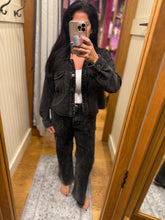 Mystree Washed Terry Cropped Jacket - Washed Black