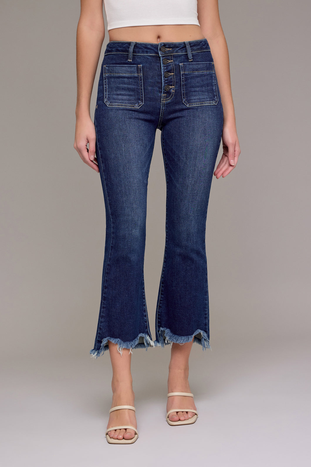 Hidden Happi High Waist Flare wih Chewed Hem