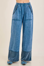 Mineral Washed Contrast Block Terry Pants - Slate Blue