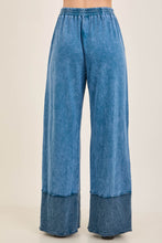 Mineral Washed Contrast Block Terry Pants - Slate Blue