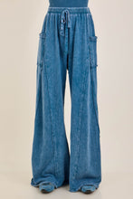 Mineral Washed '70s Flare Terry Pants - Slate Blue