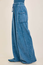 Mineral Washed '70s Flare Terry Pants - Slate Blue