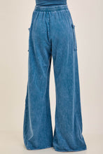 Mineral Washed '70s Flare Terry Pants - Slate Blue