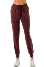 Ariella Jogger Pants With Pockets & Sequin Drawstring Detail - Black, Chocolate, Wine or Navy
