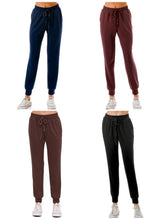 Ariella Jogger Pants With Pockets & Sequin Drawstring Detail - Black, Chocolate, Wine or Navy