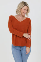 One Size V Neck Pullover Sweater - Rust