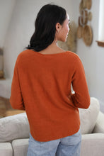One Size V Neck Pullover Sweater - Rust