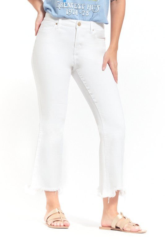 1822 27'' Luxe Demi Boot Jean W/ Sharkbite Hem - White