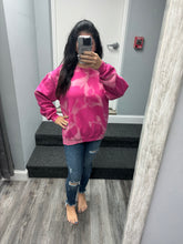 Hand Bleached Heliconia (Hot Pink) Fleece Pullover