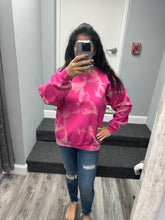 Hand Bleached Heliconia (Hot Pink) Fleece Pullover