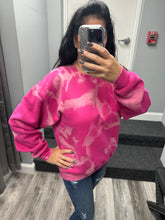 Hand Bleached Heliconia (Hot Pink) Fleece Pullover