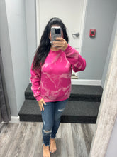 Hand Bleached Heliconia (Hot Pink) Fleece Pullover