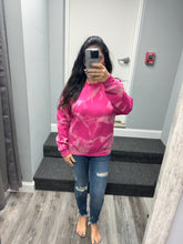 Hand Bleached Heliconia (Hot Pink) Fleece Pullover