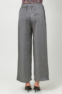 Crinkle Satin Pull-On Pants - Charcoal