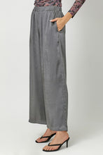 Crinkle Satin Pull-On Pants - Charcoal