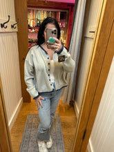 Darcie Contrast Cardigan - Light Heather Grey