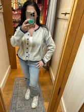 Darcie Contrast Cardigan - Light Heather Grey