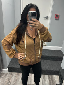 POL Washed Distressed Zip-up Hoodie - Assorted Colors
