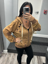 POL Washed Distressed Zip-up Hoodie - Assorted Colors