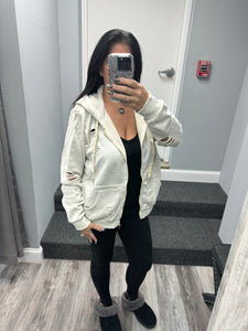 POL Washed Distressed Zip-up Hoodie - Assorted Colors