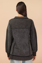 Half Button Down Oversized Contrast Knit Top - Black, Denim or Mocha