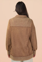 Half Button Down Oversized Contrast Knit Top - Black, Denim or Mocha