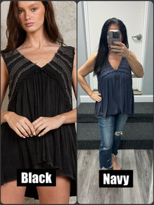 POL Sleeveless v-neck babydoll loose fit knit top - Assorted Colors