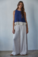 Carmine Crochet Layered Top - Navy Cream
