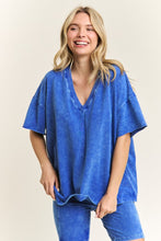 Mineral Wash V Neck Basic T - Ashed Black or Cobalt