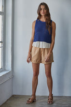 Carmine Crochet Layered Top - Navy Cream