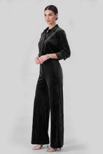 Velvet High Rise Wide Leg Pants - Black