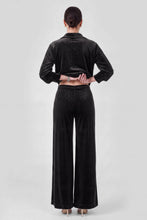 Velvet High Rise Wide Leg Pants - Black