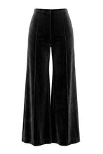 Velvet High Rise Wide Leg Pants - Black
