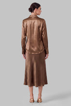 Satin Button Down Shirt - Brown