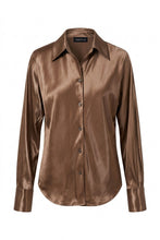 Satin Button Down Shirt - Brown