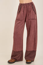 Mineral Washed Contrast Block Terry Pants - Slate Blue or Hot Cocoa