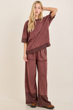 Mineral Washed Contrast Block Terry Pants - Slate Blue or Hot Cocoa
