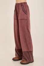 Mineral Washed Contrast Block Terry Pants - Slate Blue or Hot Cocoa