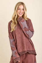 Mineral Washed Double Waffle Star Patch Top - Slate Blue or Hot Cocoa