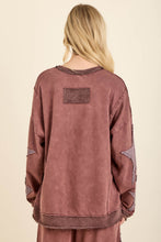 Mineral Washed Double Waffle Star Patch Top - Slate Blue or Hot Cocoa
